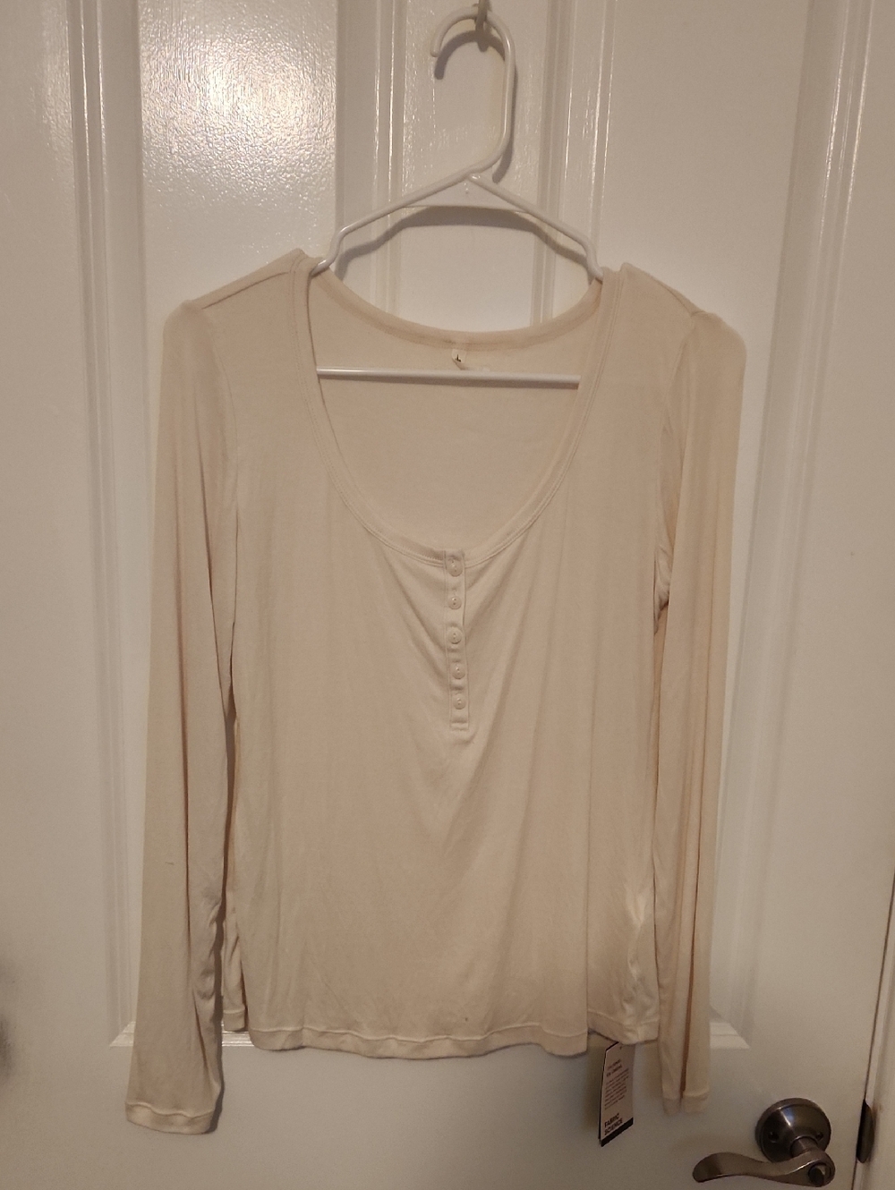 HALARA Cream Long Sleeve Henley Top